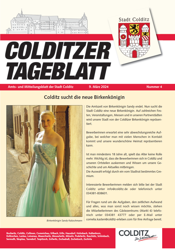 Colditzer Tageblatt Nummer 04 im Jahre 2024